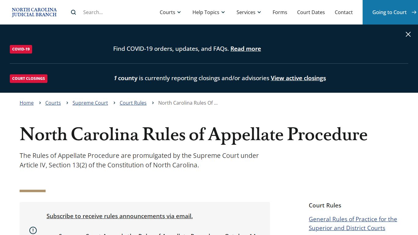 North Carolina Rules of Appellate Procedure - NCcourts